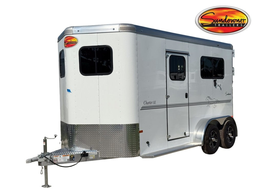 16' Sundowner 2 Horse Charter SE - White - (2) 3500lb Axles - 2 Horse/Horse Trailers - Stryker Dealership Group