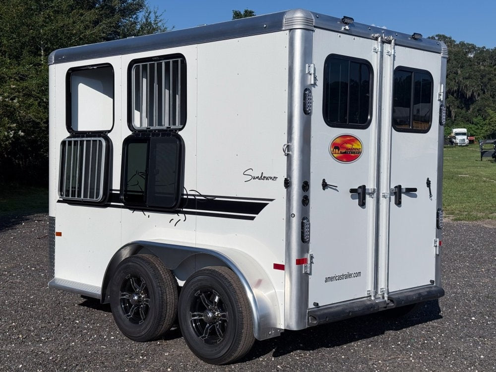 16' Sundowner 2 Horse Supertack - White - Porch Lights - 2 Horse/Horse Trailers - Stryker Dealership Group