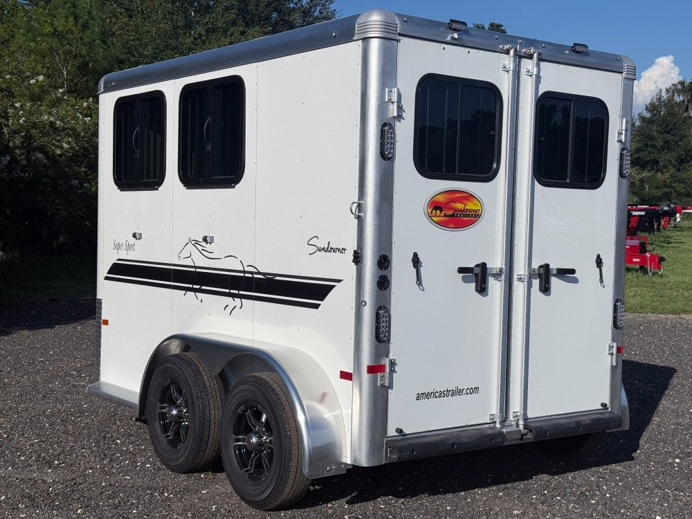 16' Sundowner 2 Horse Supertack - White - Porch Lights - 2 Horse/Horse Trailers - Stryker Dealership Group