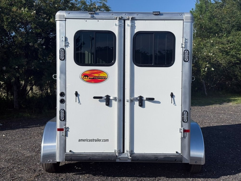 16' Sundowner 2 Horse Supertack - White - Porch Lights - 2 Horse/Horse Trailers - Stryker Dealership Group