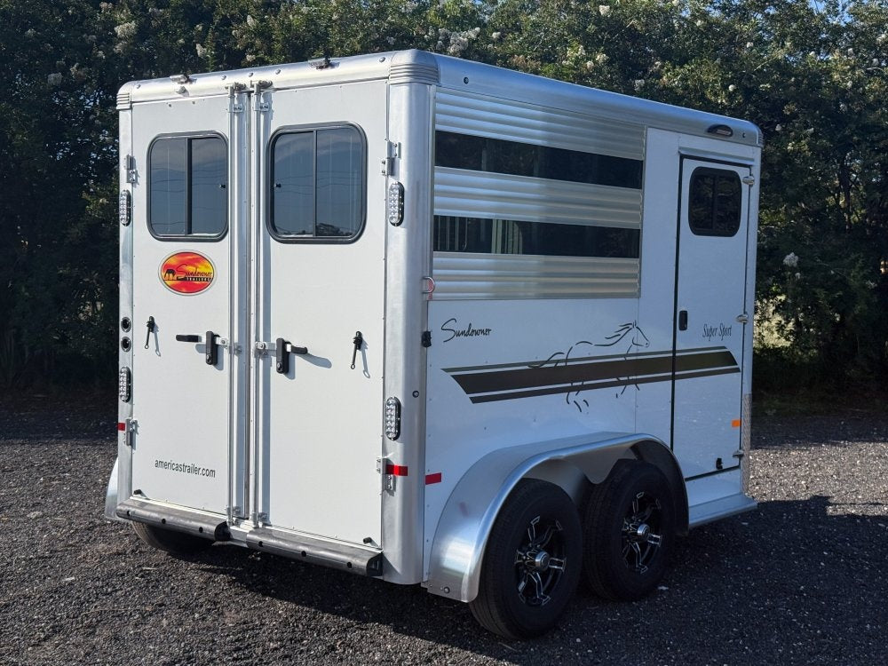 16' Sundowner 2 Horse Supertack - White - Porch Lights - 2 Horse/Horse Trailers - Stryker Dealership Group