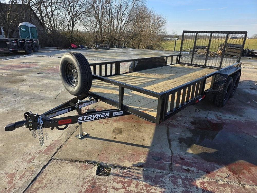 16' Utility Trailer (2) 3.5K Axles, 77" Wide, Side Ramps and 4' Gate - Utility & SXS - Stryker Dealership Group