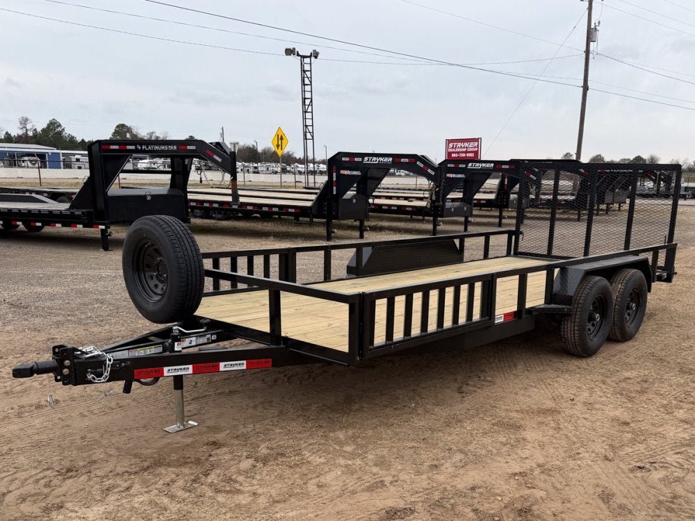 18' Utility Trailer (2) 5.2K Axles, 83" Wide, Side Ramps and 4' Gate 004066 - Stryker Dealership Group