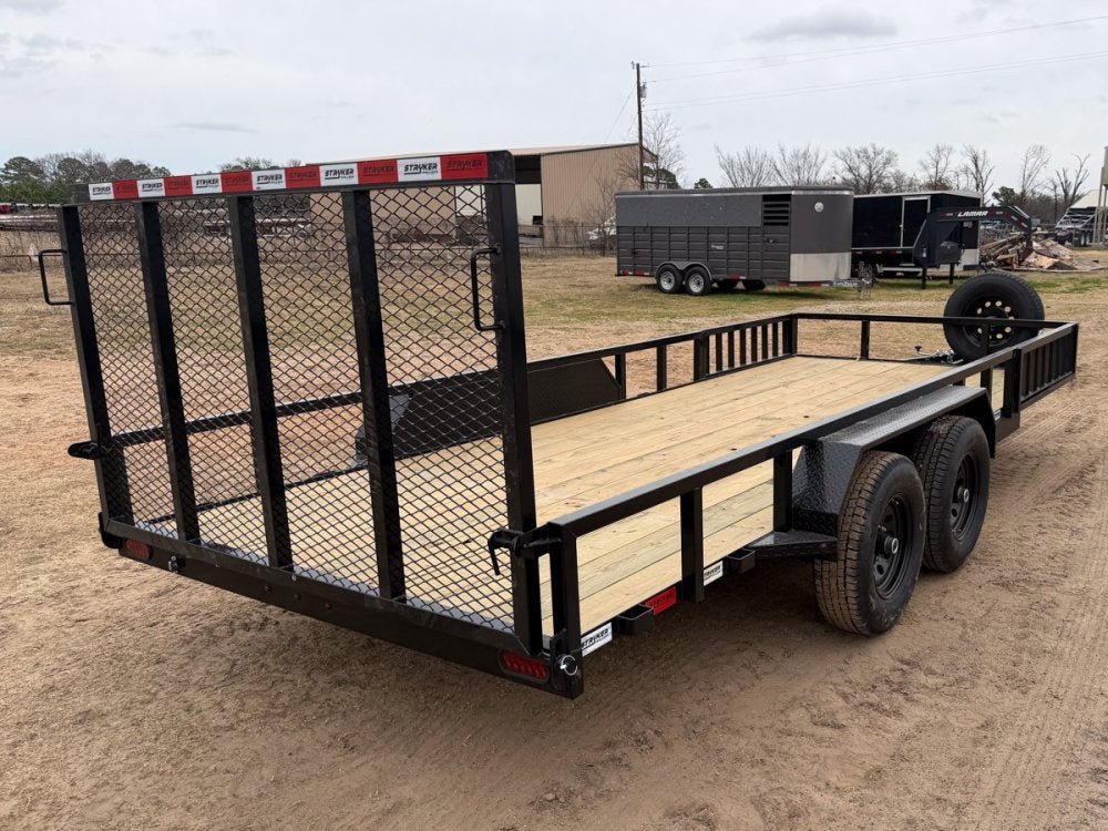 18' Utility Trailer (2) 5.2K Axles, 83" Wide, Side Ramps and 4' Gate 004066 - Stryker Dealership Group