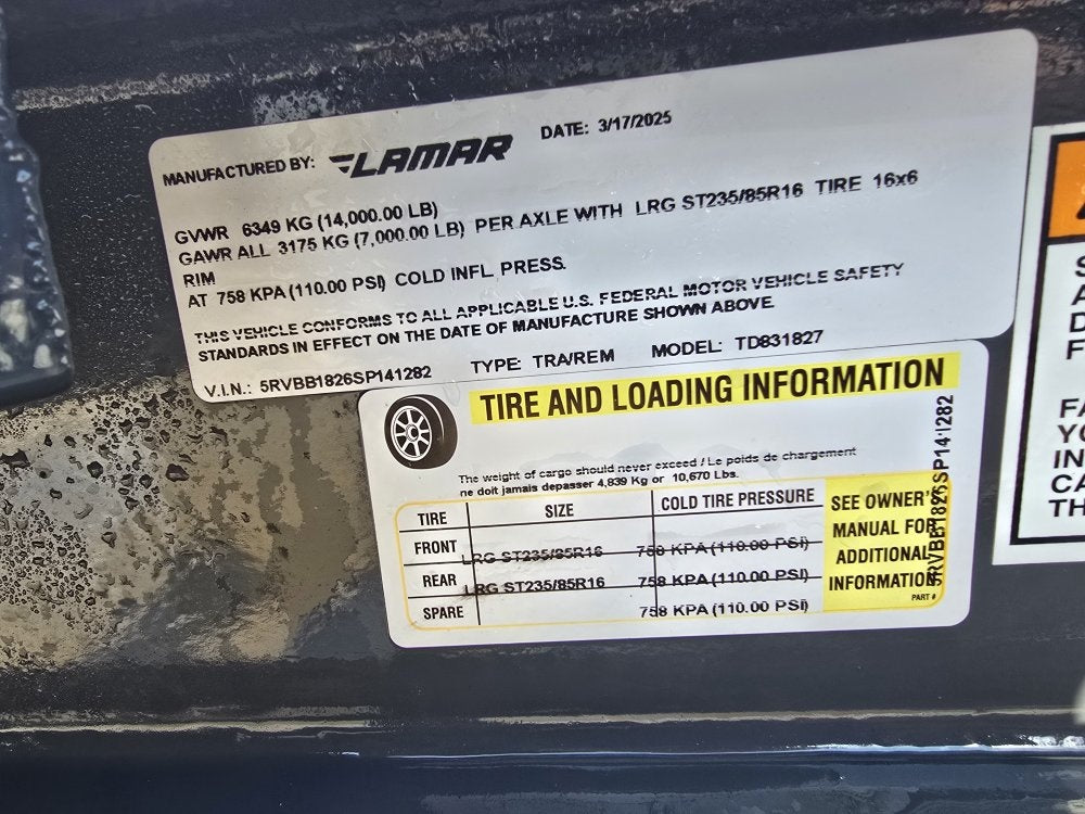 18' Tilt Trailer Lamar (2) 7K Axles 14K GVWR 10K Payload - Equipment Tilt - Stryker Dealership Group