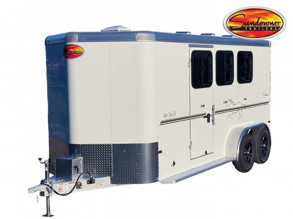 19' Sundowner Super Tack 3 Horse w/ Large Tack Room and Water Tank - White (2) 5,200lb Axles - 3 Horse/Horse Trailers - Stryker Dealership Group