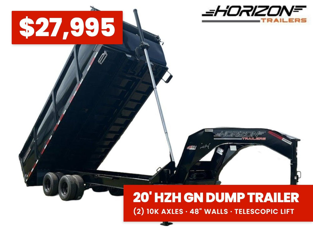 20 Horizon HZH Gooseneck Dump Trailer 48" Side Walls - (2) 10K Axles 018040 - Stryker Dealership Group