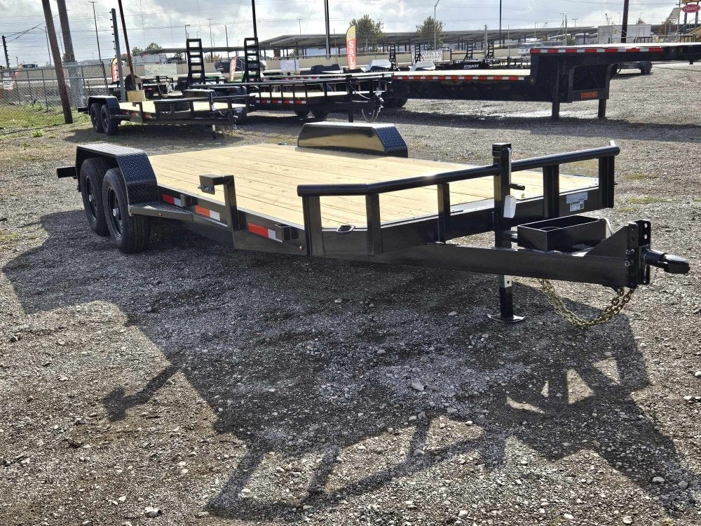 20' Car Hauler 6K Axles, Diamond Plate Fenders, Slide In Ramps - Pipe Top Rail - Stryker Dealership Group