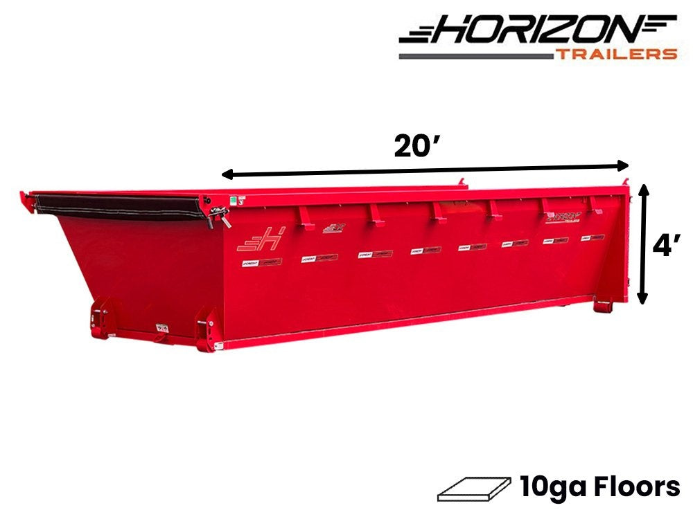 20' EDZ Roll Off Bin 4' Walls - Red - #EDZ0004618 - Roll Off Bin/RO 20x4 Bin - Stryker Dealership Group