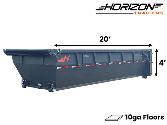 20' HDZ Roll Off Bin 4' Walls - Gray - #HDZ0005930 - Roll Off Bin/RO 20x4 Bin - Stryker Dealership Group