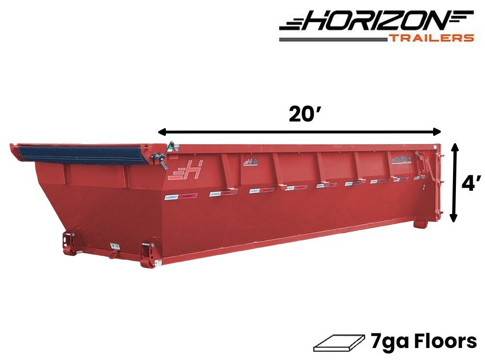 20' HDZ Roll Off Bin 4' Walls - Red - #HDZ0005844 - 20x4 Bin/Roll Off Bin - Stryker Dealership Group