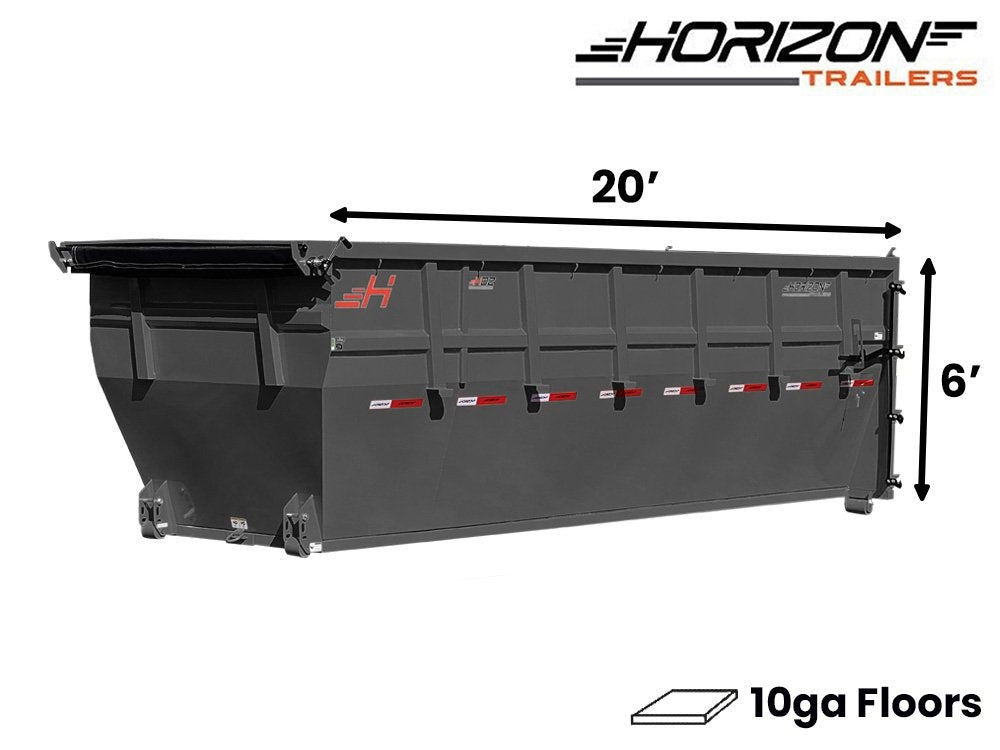 20' HDZ Roll Off Bin 6' Wall + Tarp - Ash Gray - #HDZ0006801 - Roll Off Bin/RO 20x6 Bin - Stryker Dealership Group