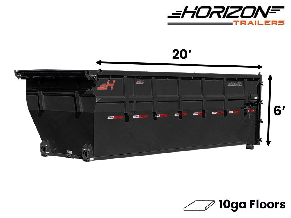 20' HDZ Roll Off Bin 6' Walls - Black - #HDZ0005810 - Roll Off Bin/RO 20x6 Bin - Stryker Dealership Group