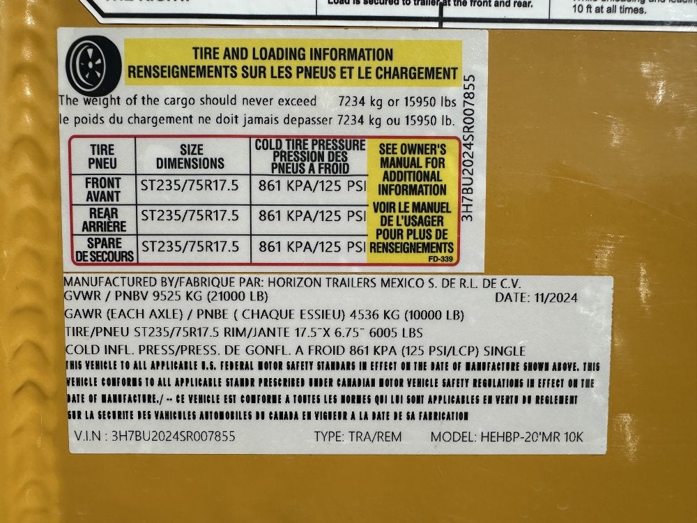 20' HEH Equipment Trailer (2) 10K Axles, Drive Over Fenders, 3' Dove W/ Mountain Ramps - Equipment Trailers/Drive Over Fenders - Stryker Dealership Group
