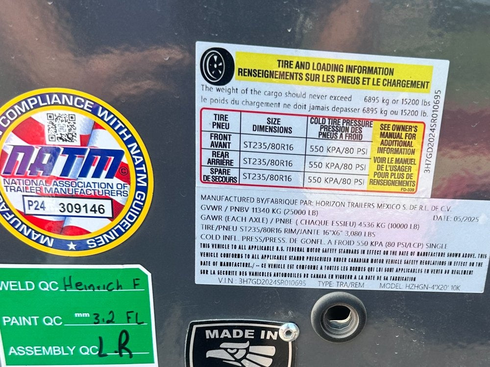 20' HZH GN Dump Trailer w/ 4' Walls (2) 10k Axles, 3-Way Door, Hydraulic Jacks - Dump Trailers/Dump Trailers - Stryker Dealership Group