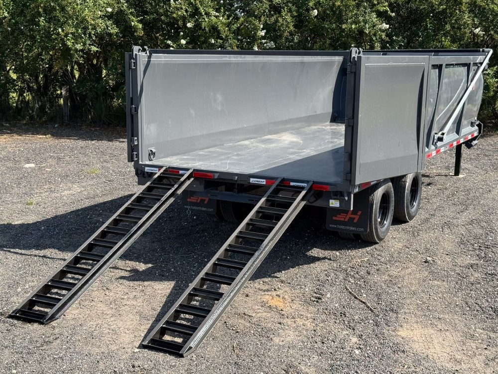 20' HZH GN Dump Trailer w/ 4' Walls (2) 10k Axles, 3-Way Door, Hydraulic Jacks - Gooseneck Dump/Dump Trailers - Stryker Dealership Group