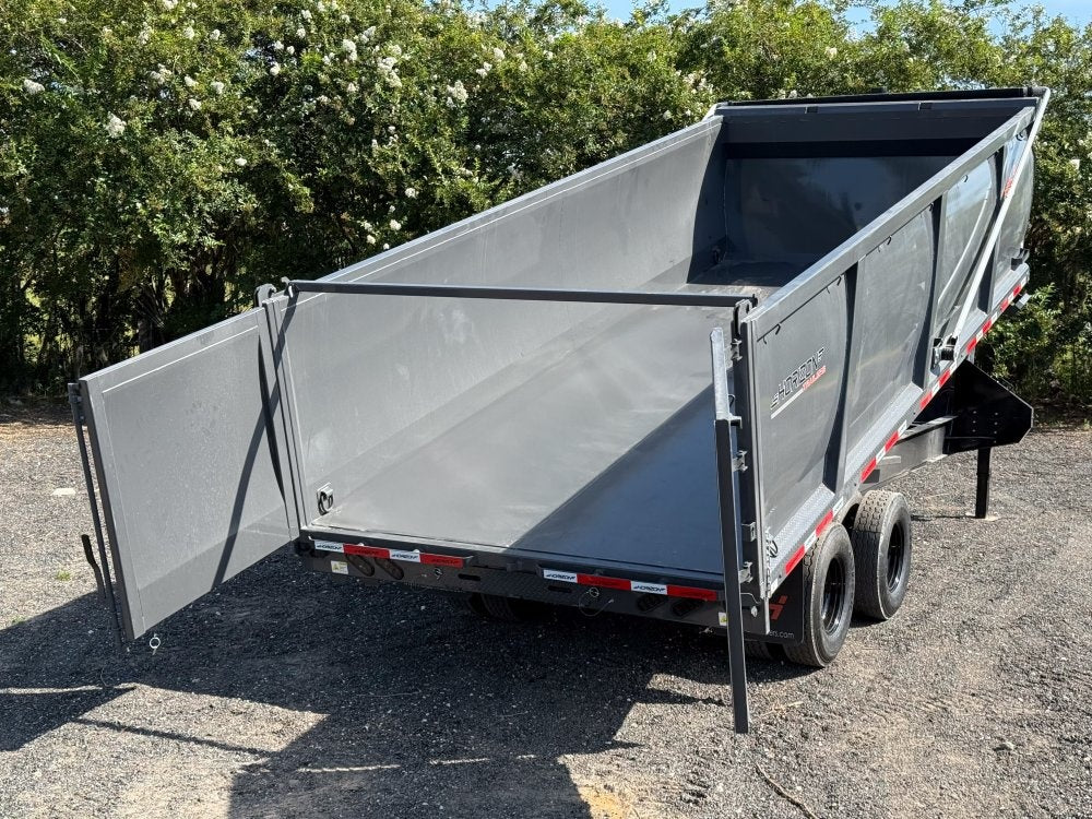 20' HZH GN Dump Trailer w/ 4' Walls (2) 10k Axles, 3-Way Door, Hydraulic Jacks - Gooseneck Dump/Dump Trailers - Stryker Dealership Group