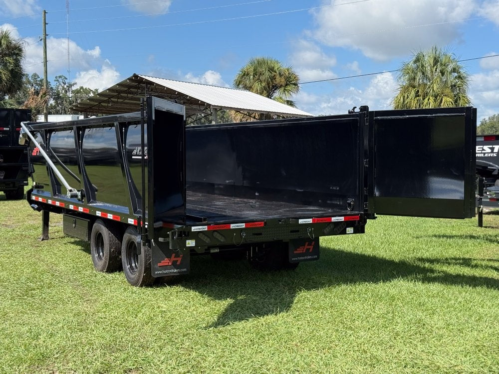 20' HZH GN Dump Trailer w/ 4' Walls (2) 10k Axles, 3-Way Door, Hydraulic Jacks - Gooseneck Dump/Dump Trailers - Stryker Dealership Group
