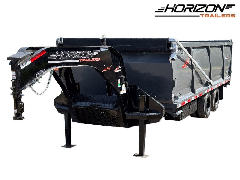 20' HZH GN Dump Trailer w/ 4' Walls (2) 10k Axles, 3-Way Door, Hydraulic Jacks - DT4 Heavy Duty/Dump Trailers - Stryker Dealership Group