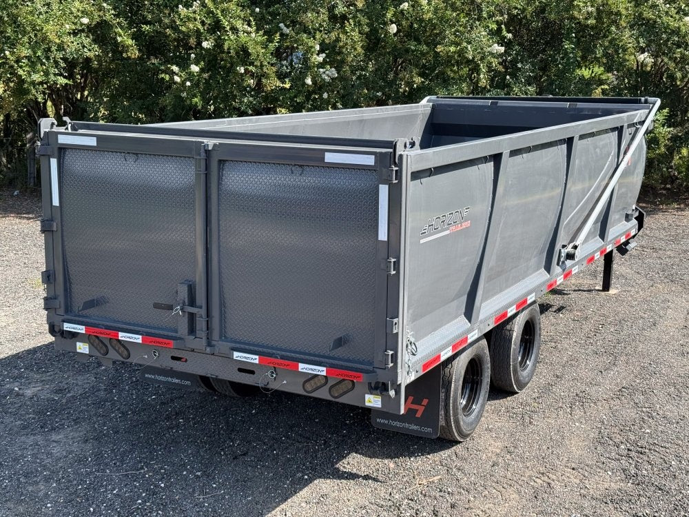 20' HZH GN Dump Trailer w/ 4' Walls (2) 10k Axles, 3-Way Door, Hydraulic Jacks - Gooseneck Dump/Dump Trailers - Stryker Dealership Group