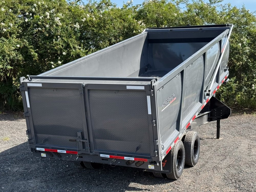 20' HZH GN Dump Trailer w/ 4' Walls (2) 10k Axles, 3-Way Door, Hydraulic Jacks - Gooseneck Dump/Dump Trailers - Stryker Dealership Group
