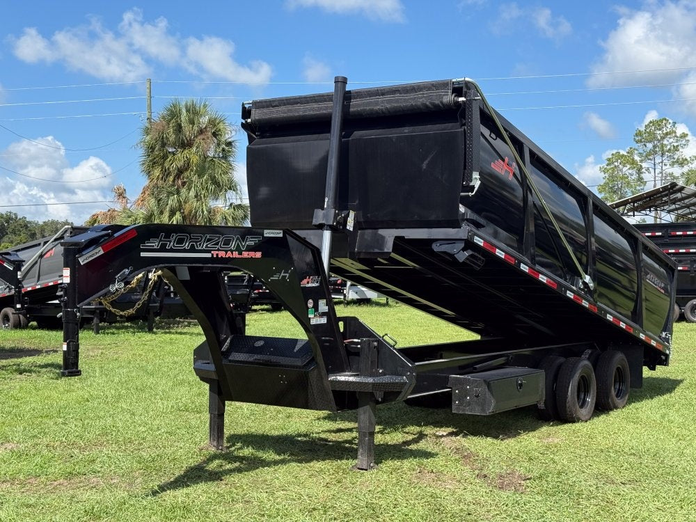 20' HZH GN Dump Trailer w/ 4' Walls (2) 12k Axles, 3-Way Door, Hydraulic Jacks - DT4 Heavy Duty/Dump Trailers - Stryker Dealership Group