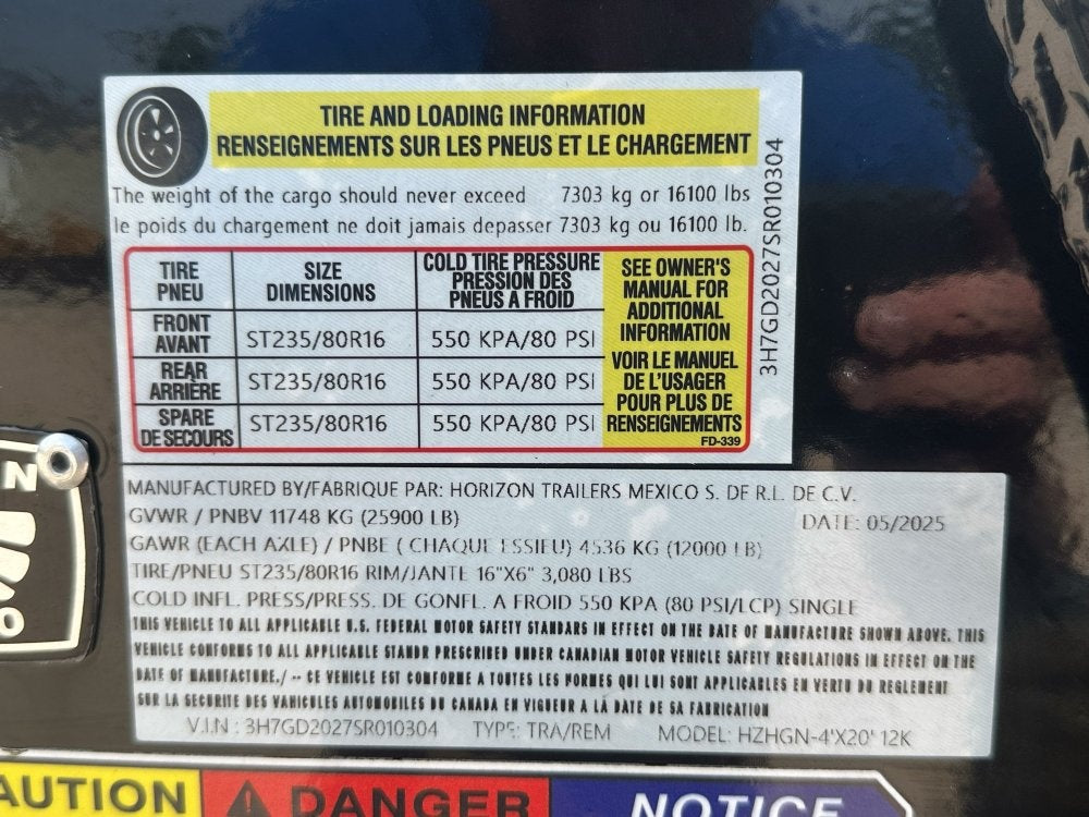 20' HZH GN Dump Trailer w/ 4' Walls (2) 12k Axles, 3-Way Door, Tarp, Hydraulic Jacks - DT4 Heavy Duty - Stryker Dealership Group