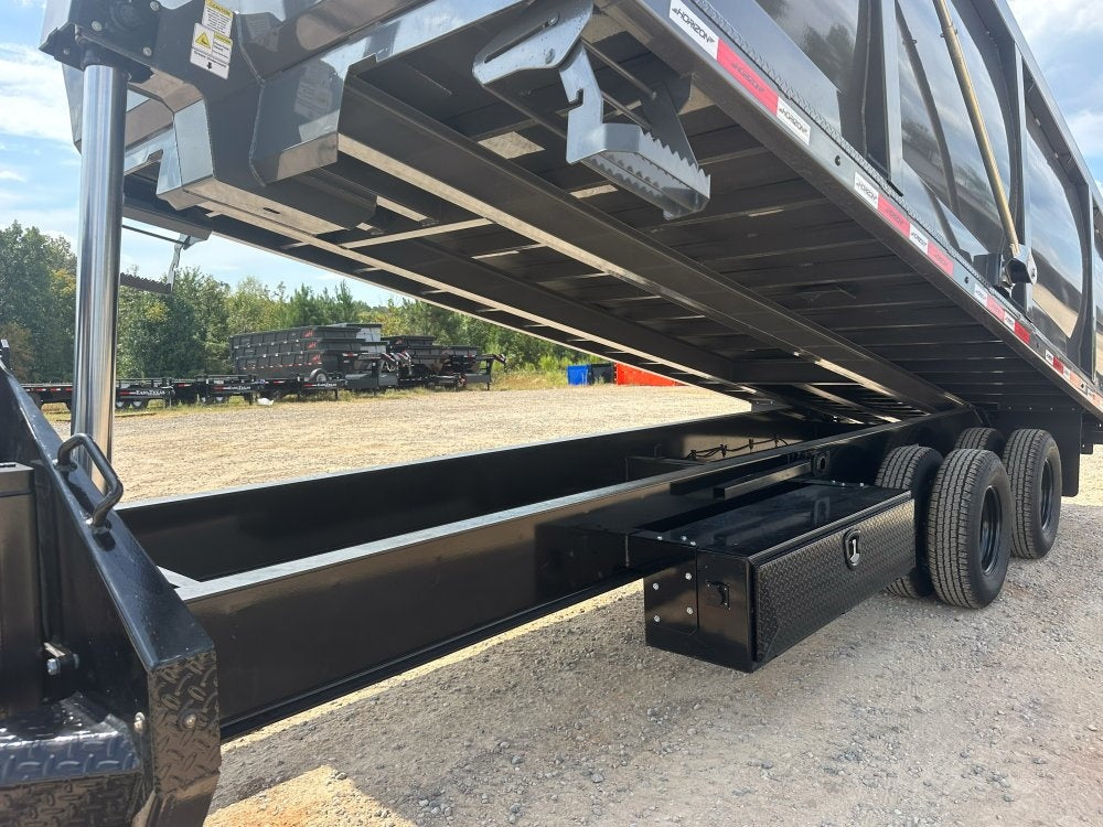 20' HZH GN Dump Trailer w/ 4' Walls (2) 12k Axles, 3-Way Door, Tarp, Hydraulic Jacks - DT4 Heavy Duty - Stryker Dealership Group