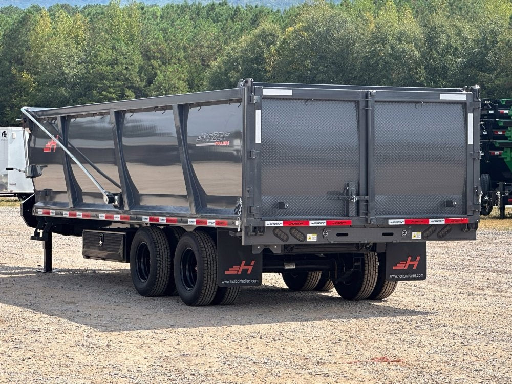 20' HZH GN Dump Trailer w/ 4' Walls (2) 12k Axles, 3-Way Door, Tarp, Hydraulic Jacks - DT4 Heavy Duty - Stryker Dealership Group