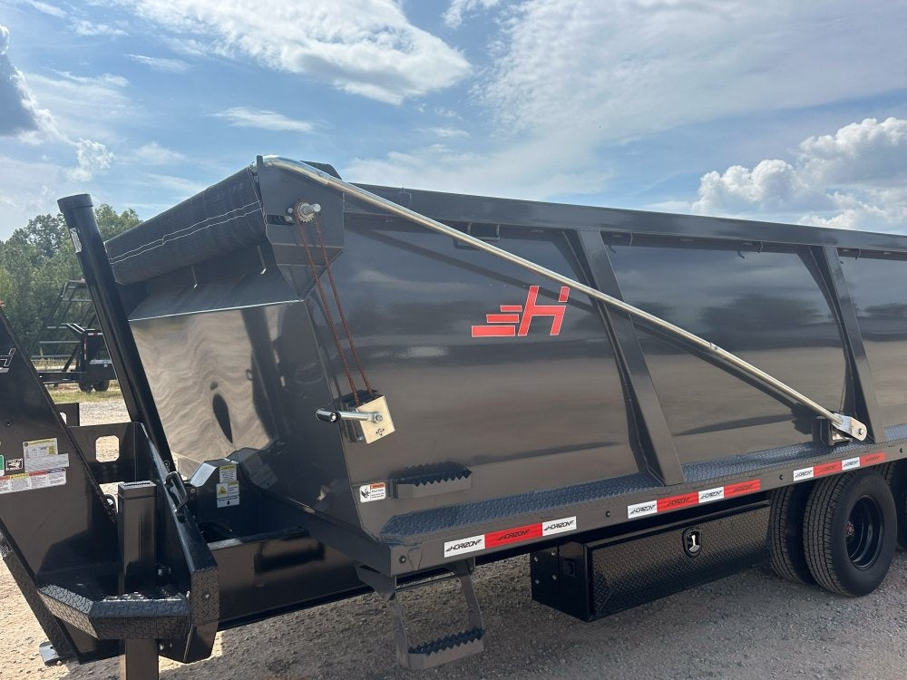 20' HZH GN Dump Trailer w/ 4' Walls (2) 12k Axles, 3-Way Door, Tarp, Hydraulic Jacks - DT4 Heavy Duty - Stryker Dealership Group