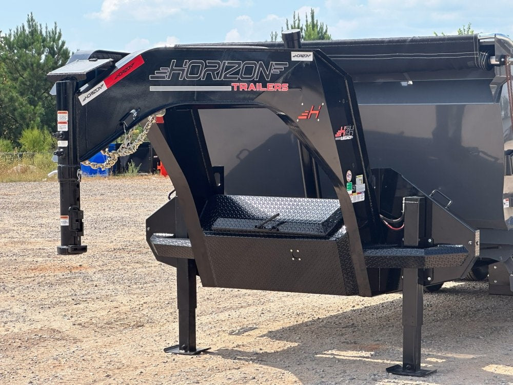 20' HZH GN Dump Trailer w/ 4' Walls (2) 12k Axles, 3-Way Door, Tarp, Hydraulic Jacks - DT4 Heavy Duty - Stryker Dealership Group