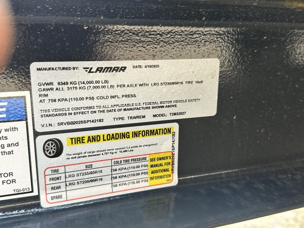 20' Tilt Trailer Lamar (2) 7K Axles 14K GVWR 10K Payload - Equipment Tilt - Stryker Dealership Group