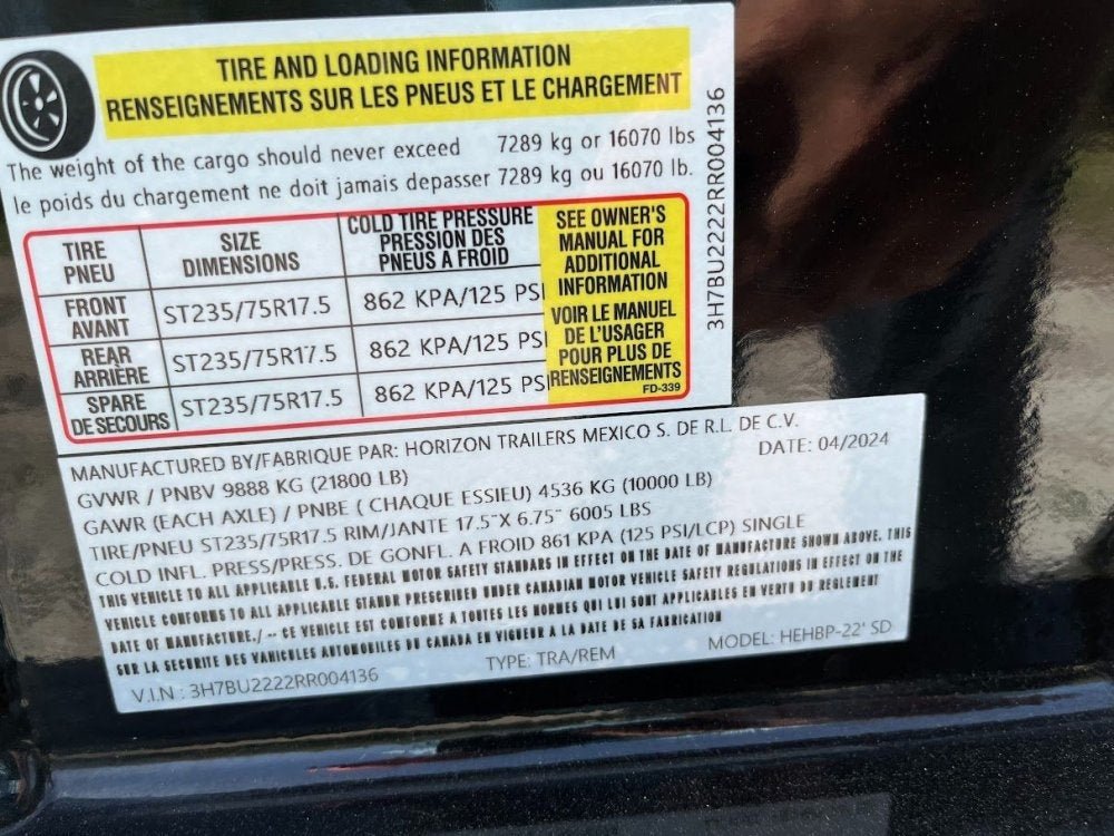 22' HEH Equipment Trailer (2) 10K Axles, Drive Over Fenders, 3' Dove W/Stand Up Ramps 4136 - Stryker Dealership Group