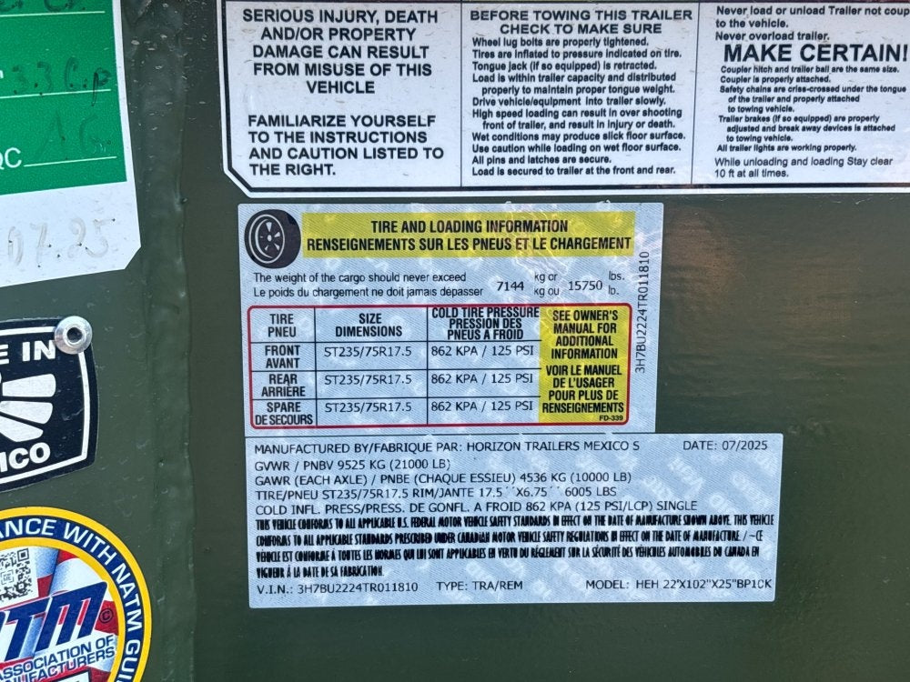 22' HEH Equipment Trailer (2) 10K Axles, Drive Over Fenders, 3' Dove W/ Mountain Ramps - Equipment Trailers - Stryker Dealership Group