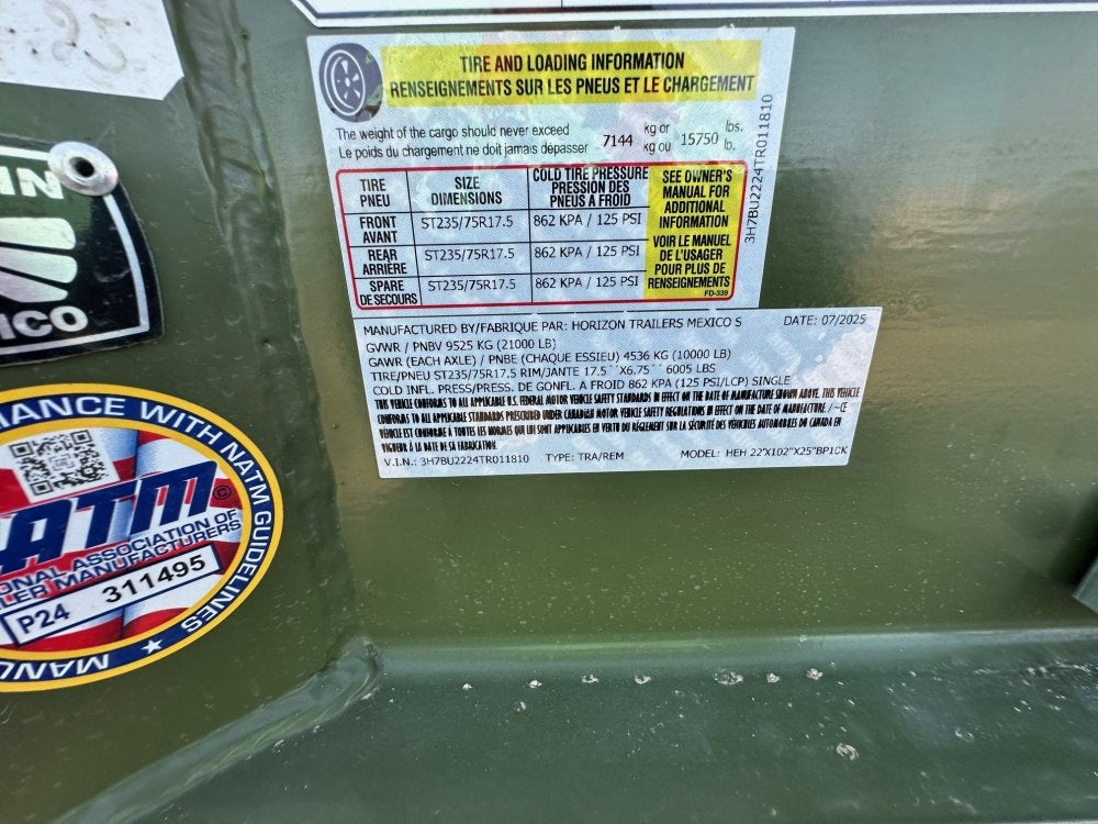 22' HEH Equipment Trailer (2) 10K Axles, Drive Over Fenders, 3' Dove W/Stand Up Ramps - Equipment Trailers - Stryker Dealership Group