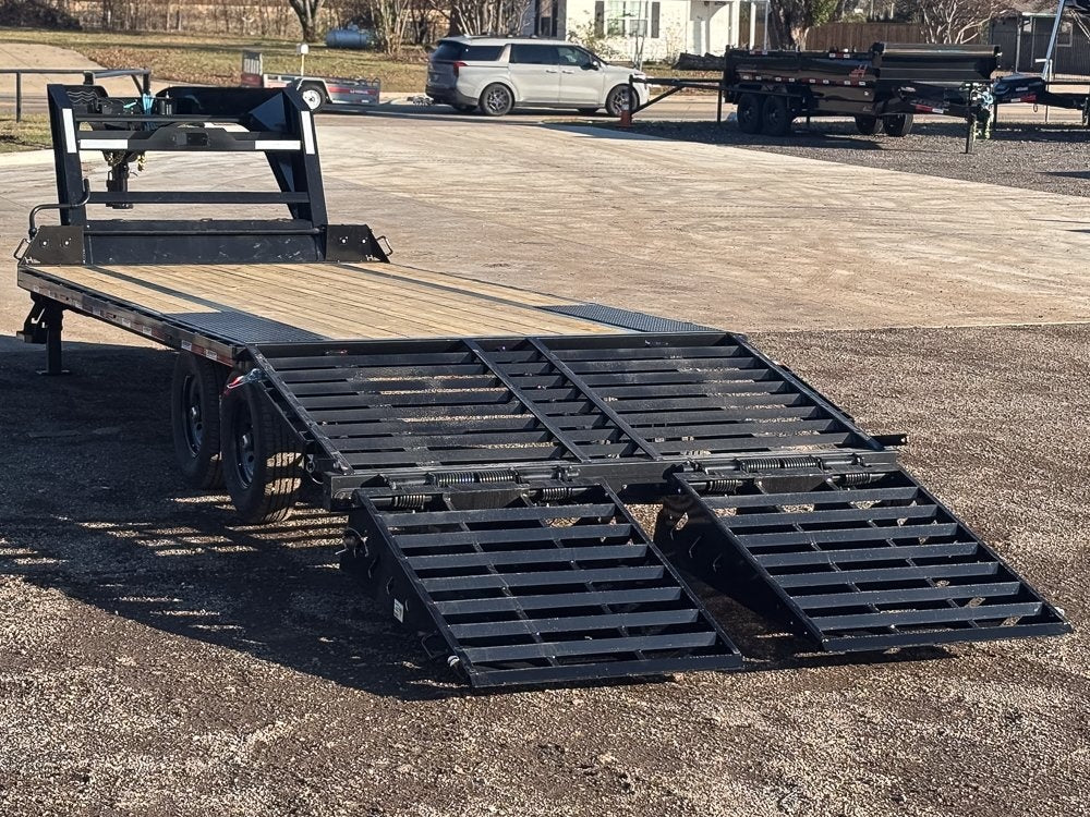 22' Horizon FTZ Gooseneck Hotshot Non-CDL Deckover Trailer Mega Ramps - (2) 7k Axles - Super Single Deckover/DO 7K MR - Stryker Dealership Group