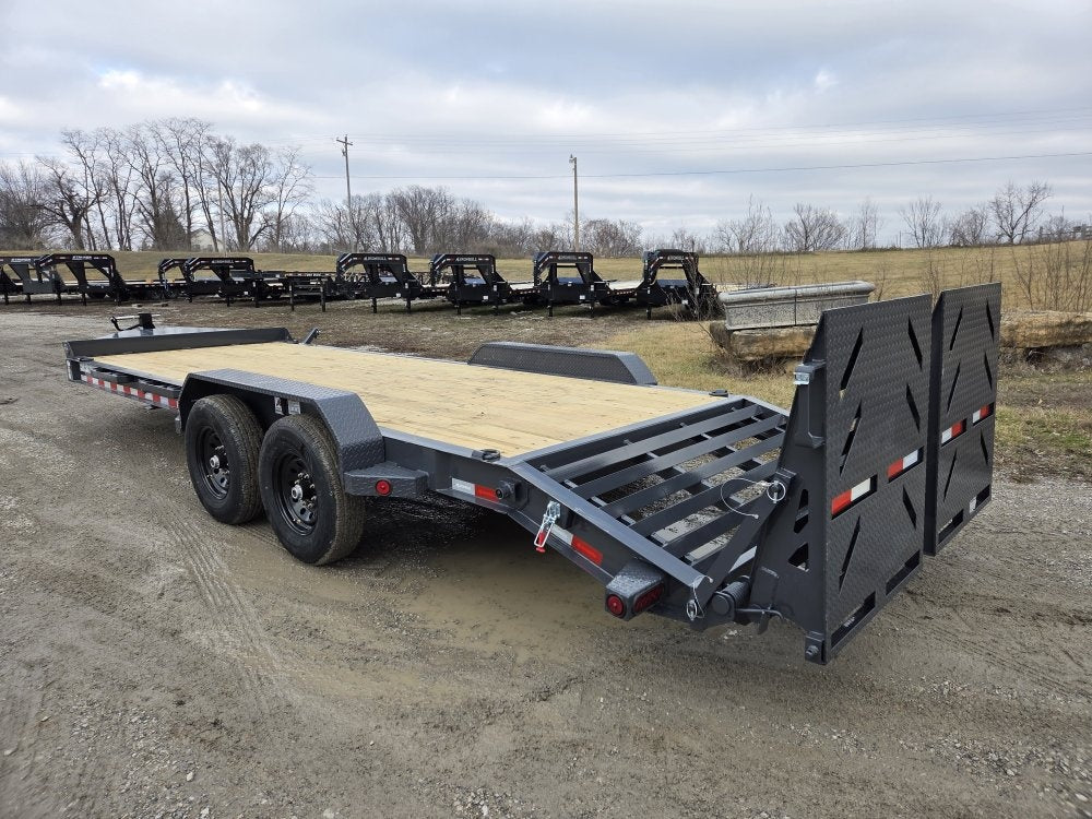 22' Iron Bull EWB Bumper Pull Equipment Trailer Mega Ramps - (2) 7,000 lb Axles - Equipment Tilt - Equipment Trailers - Stryker Dealership Group
