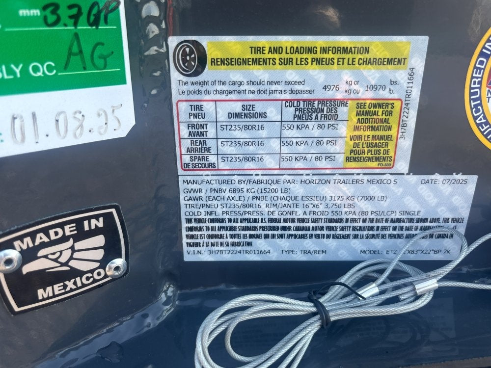 22' Tilt Equipment Trailer (2) 7K Axles 83" Wide - Equipment Tilt/Equipment Trailers - Stryker Dealership Group