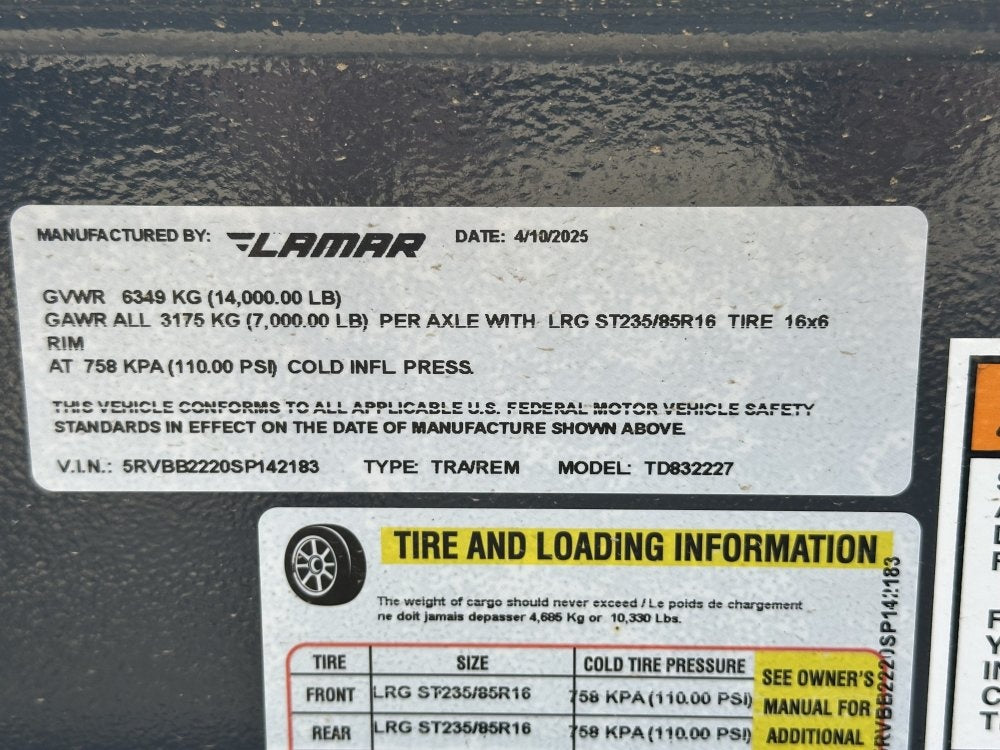 22' Tilt Trailer Lamar (2) 7K Axles 14K GVWR 10K Payload - Equipment Tilt - Stryker Dealership Group