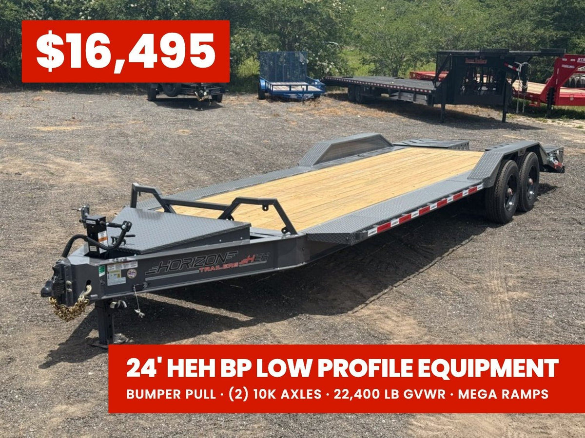 24' HEH Bumper Pull Equipment Trailer Drive Over Fenders Mega Ramps - (2) 10K Axles 019962 - Stryker Dealership Group