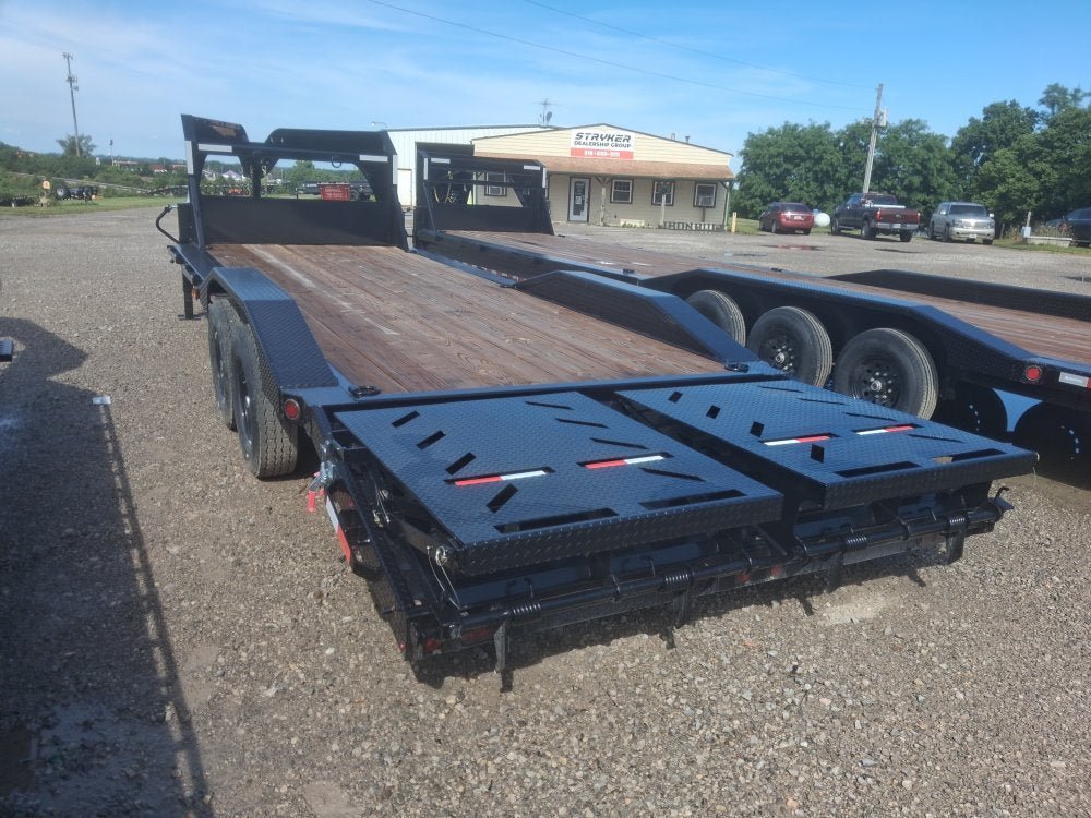 24' Iron Bull ETG Gooseneck Equipment Trailer Mega Ramps Drive Over Fenders - (2) 7,000 lb Axles 914832 - Stryker Dealership Group