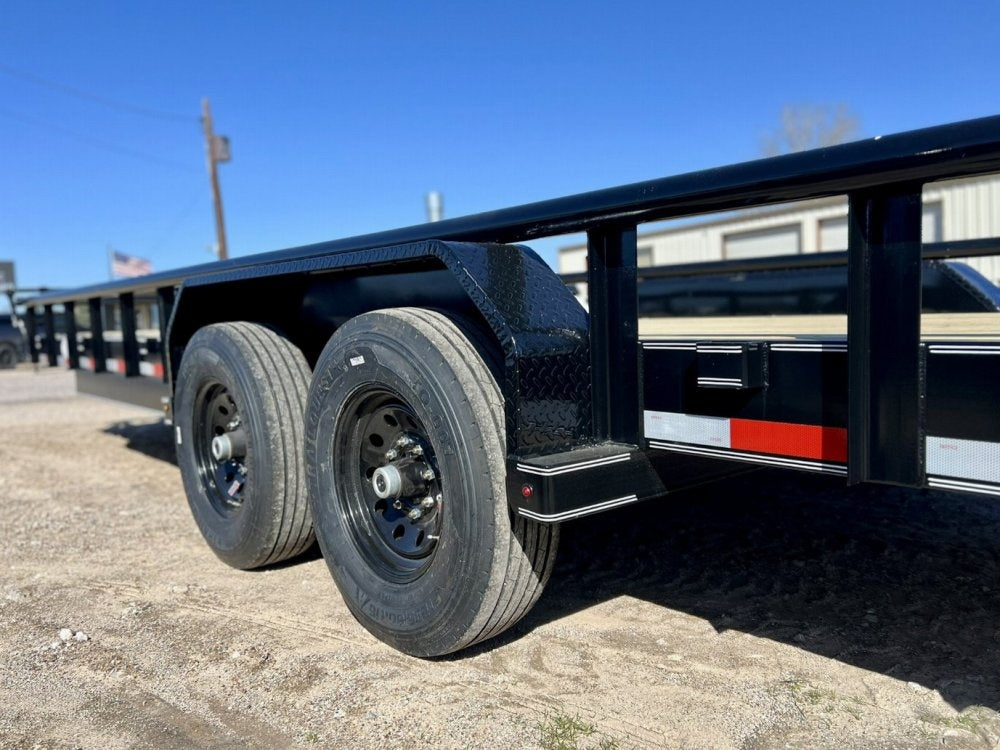 24' Equipment Trailer - 7K Axles - Stand Up Ramps - Pipe Top Rail - Stryker Dealership Group
