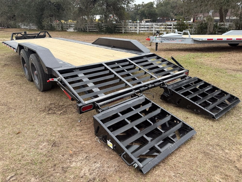 24' HEH Bumper Pull Equipment Trailer (2) 10K Axles, Drive Over Fenders, 3' Dove W/ Mountain Ramps - Drive Over Fenders/Equipment Trailers - Stryker Dealership Group