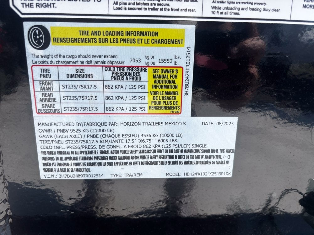 24' HEH Bumper Pull Equipment Trailer (2) 10K Axles, Drive Over Fenders, Slide In Ramps - Drive Over Fenders/Equipment Trailers - Stryker Dealership Group