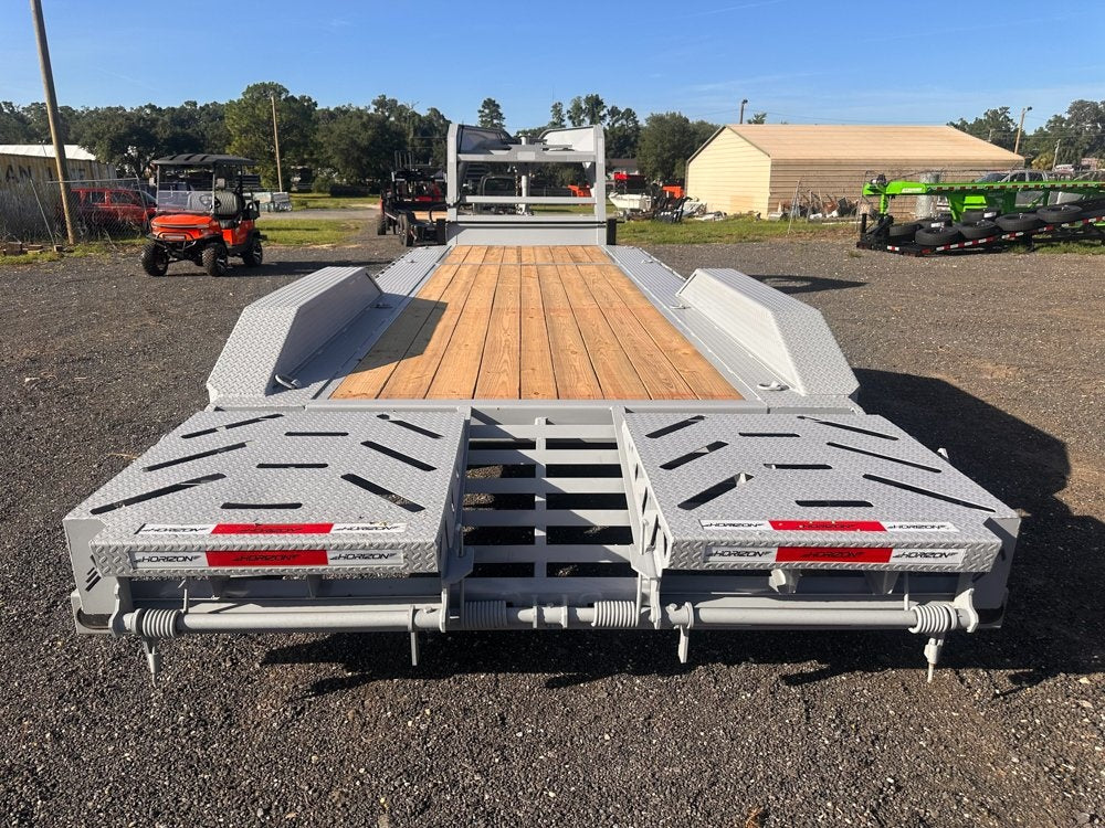 24' HEH Gooseneck Equipment Trailer (2) 10K Axles, Drive Over Fenders, 3' Dove W/ Mountain Ramps - Drive Over Fenders/Equipment Trailers - Stryker Dealership Group