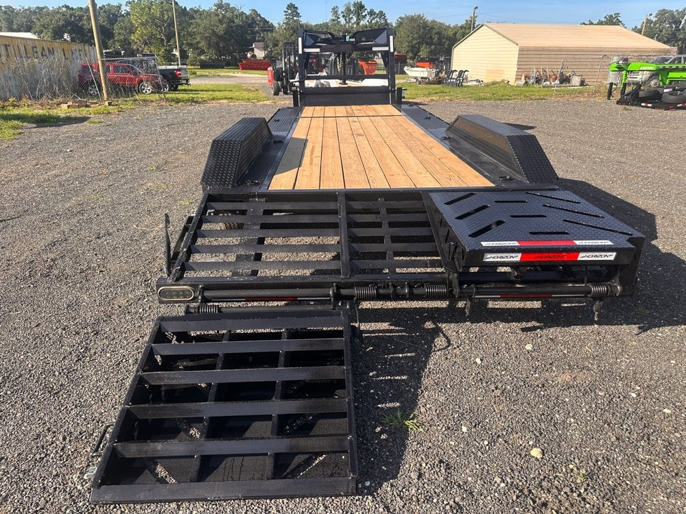 24' HEH Gooseneck Equipment Trailer (2) 10K Axles, Drive Over Fenders, 3' Dove W/ Mountain Ramps - Drive Over Fenders/Equipment Trailers - Stryker Dealership Group