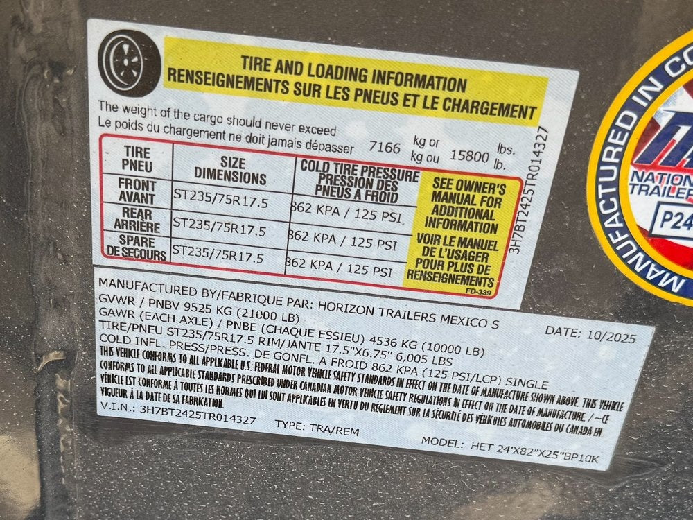 24' Horizon HET Bumper Pull Equipment Tilt Trailer - (2) 10K Axles - Equipment Trailers/Equipment Tilt - Stryker Dealership Group