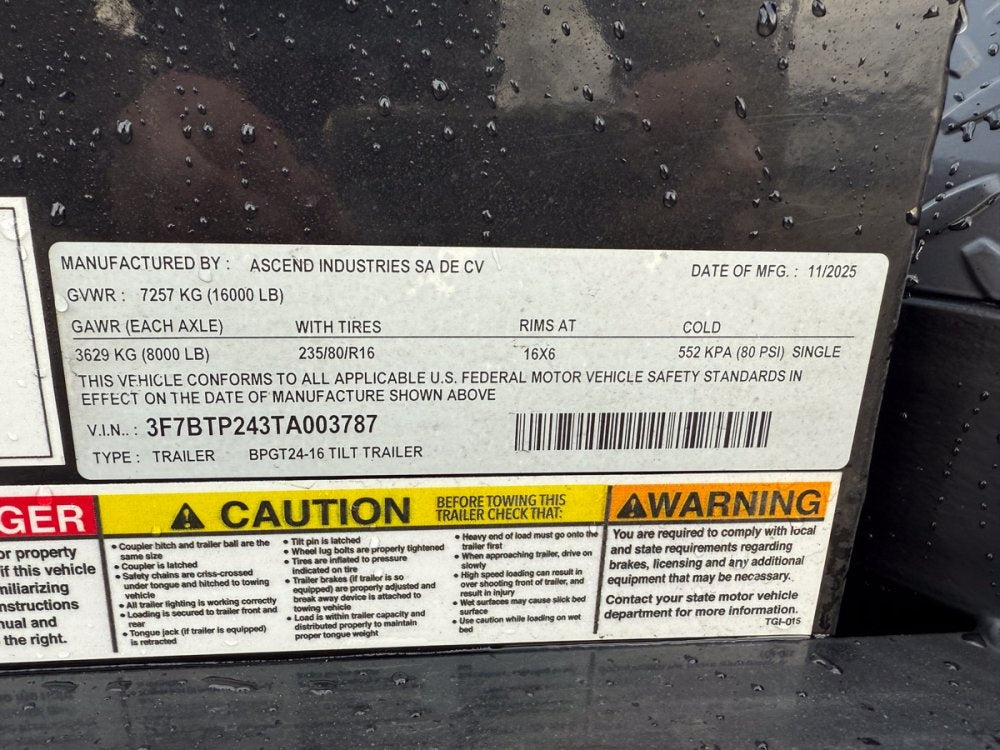 24' Tilt Trailer Drive Over Fenders, 8K Axles - Equipment Tilt - Equipment Trailers - Stryker Dealership Group