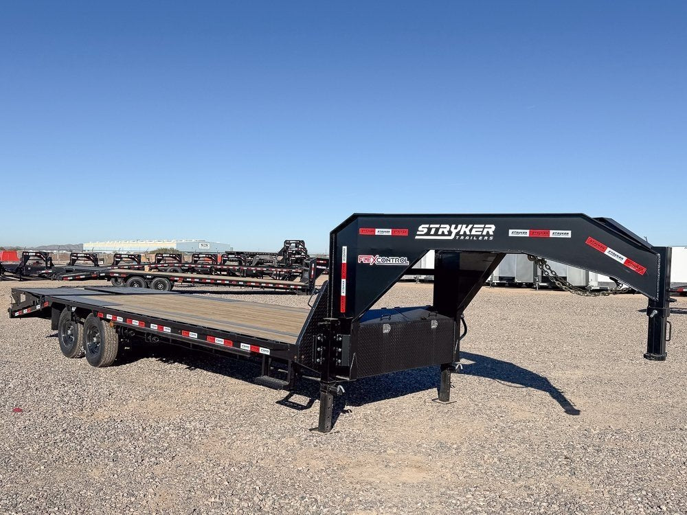 25' Stryker Gooseneck Deckover Trailer Mega Ramps - (2) 7K Axles 003788 - Stryker Dealership Group