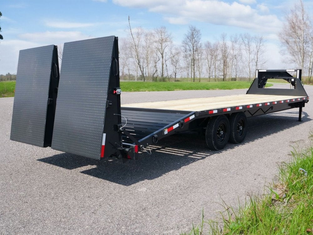 25' Hillcrest Deckover Gooseneck Equipment Trailer - 7k Axles - Mega Ramps - Equipment Trailers - Stryker Dealership Group